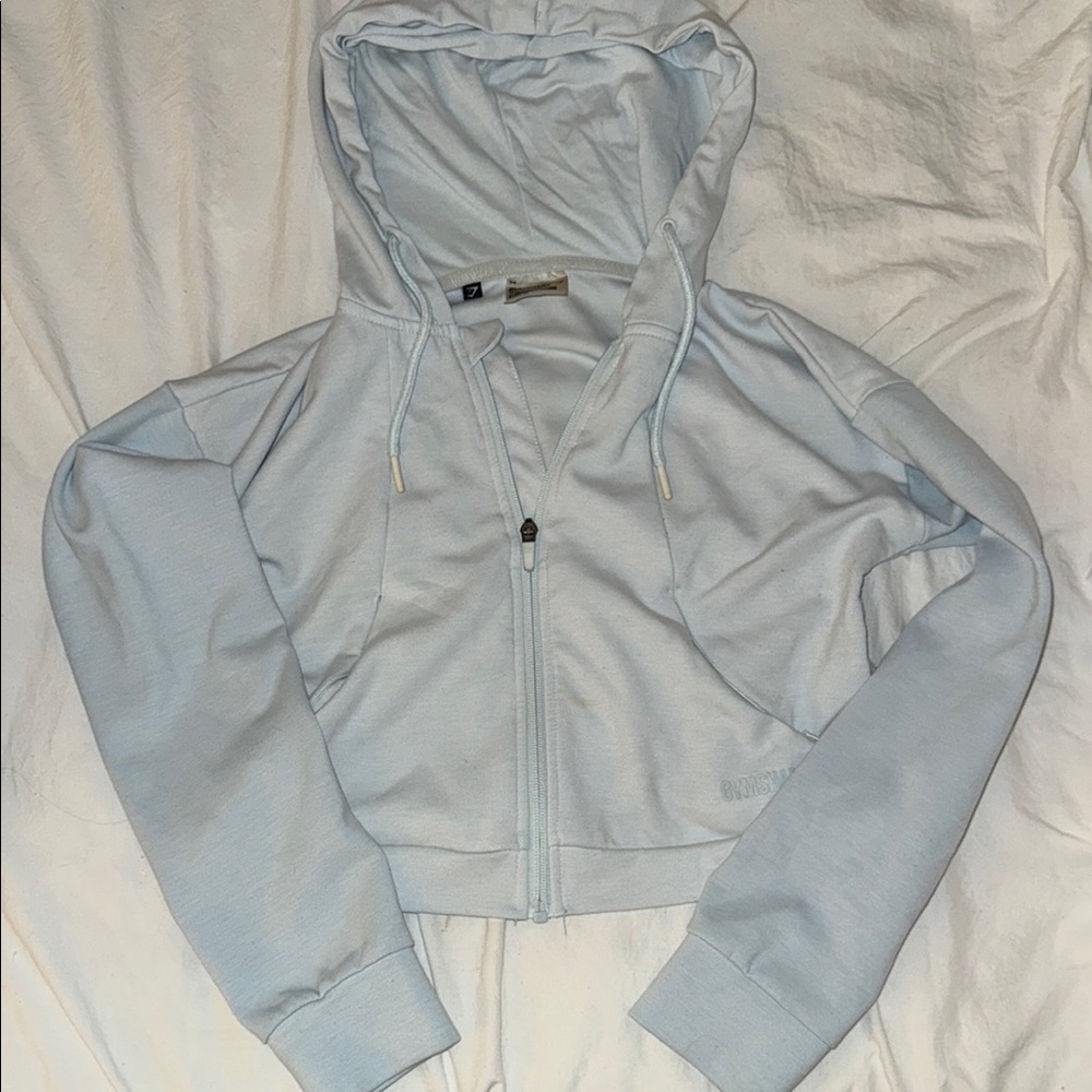 Gymshark Light Blue Cropped Hoodie